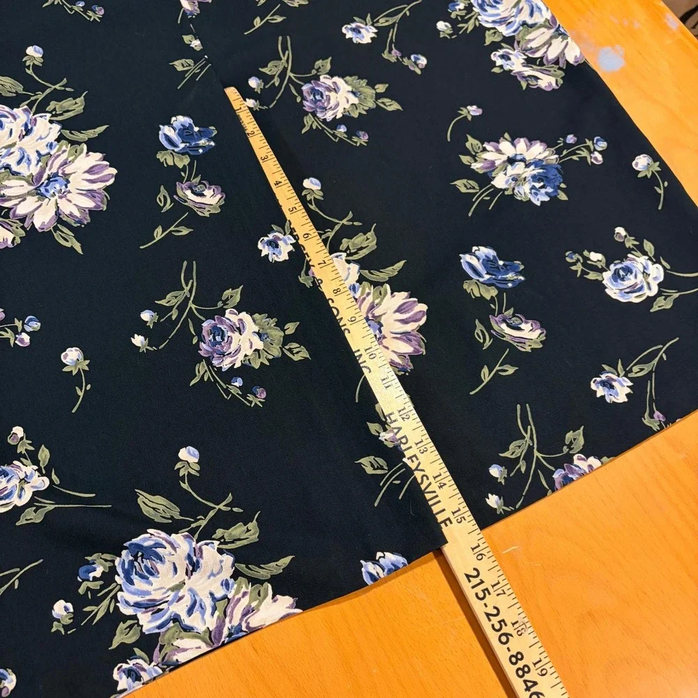 Dark Romance Fairy Goth Vintage 90s Black Floral Straight Maxi Skirt‎ XL Flowy